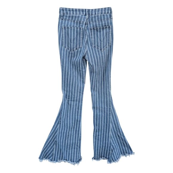 Show Me Your Mumu Berkeley Bells Fountain Jeans Womens Blue Stripe Flare Size 26 - Picture 2 of 11